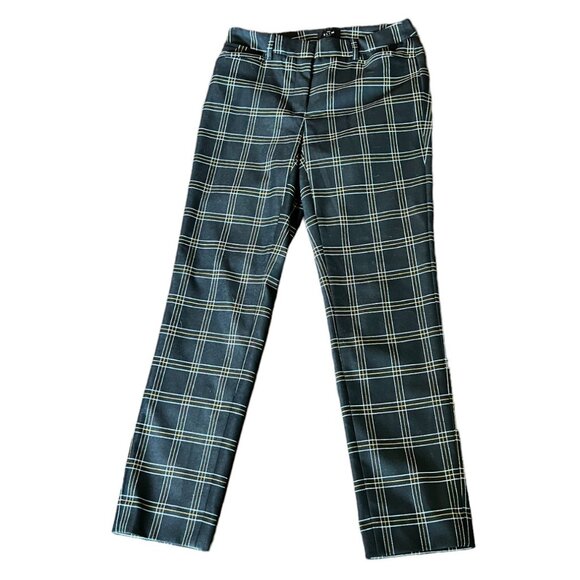 White House Black Market Black/White/Yellow Plaid The Slim Ankle Pants, Size 00 - Picture 3 of 12